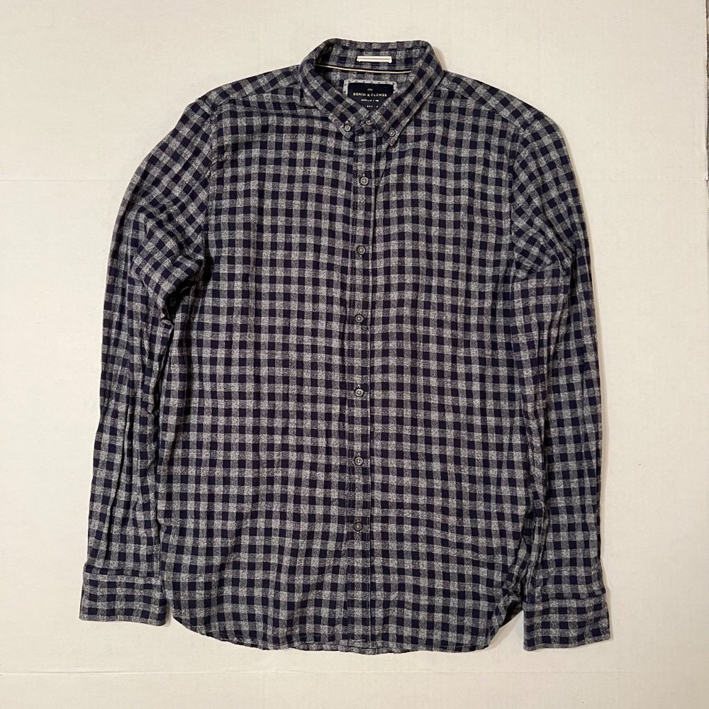 Denim & Flower Mens Button down Slim Fit Shirt Size Medium
